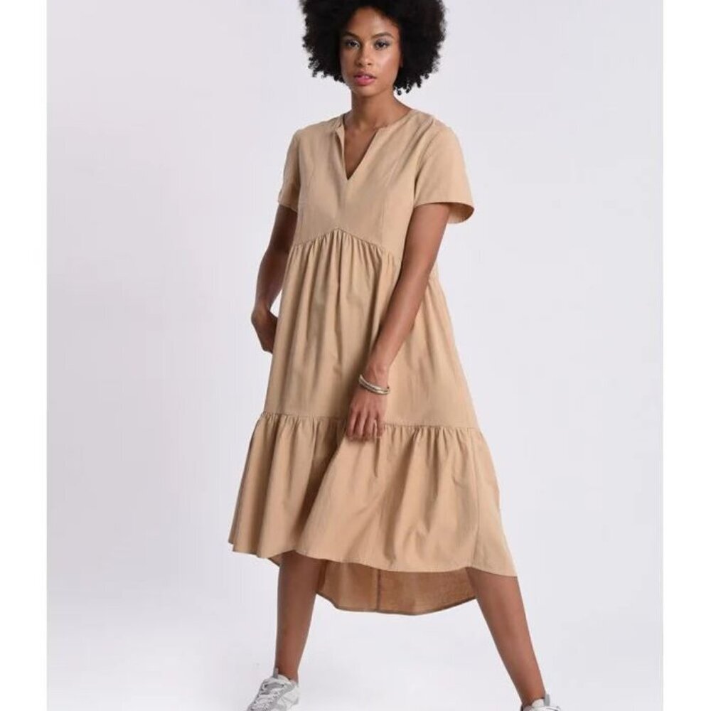 Molly Bracken V-Neck short sleeve Coton blend dress SIze XS